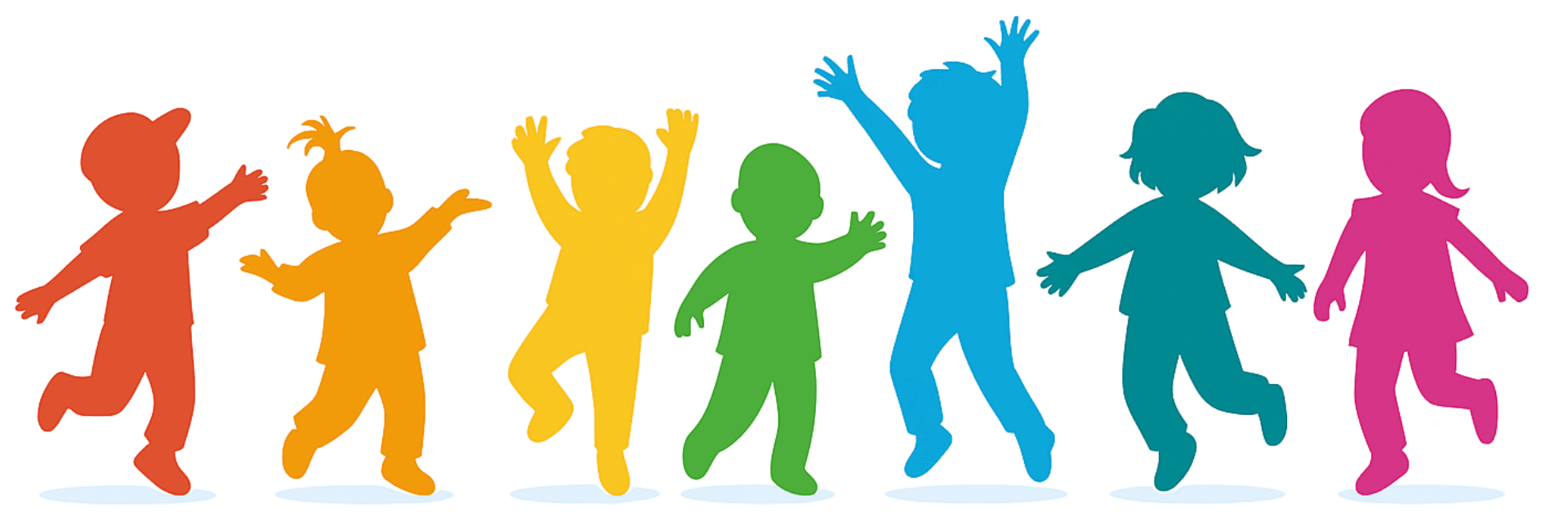 Crianças coloridas brincando - representação da inclusão e alegria